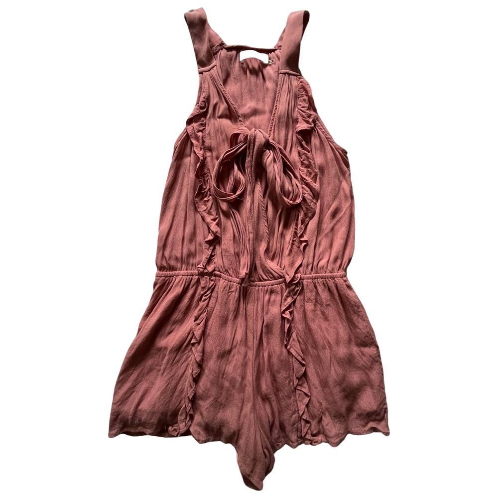 Mustard Seed Romantic Pink Ruffled Romper Small